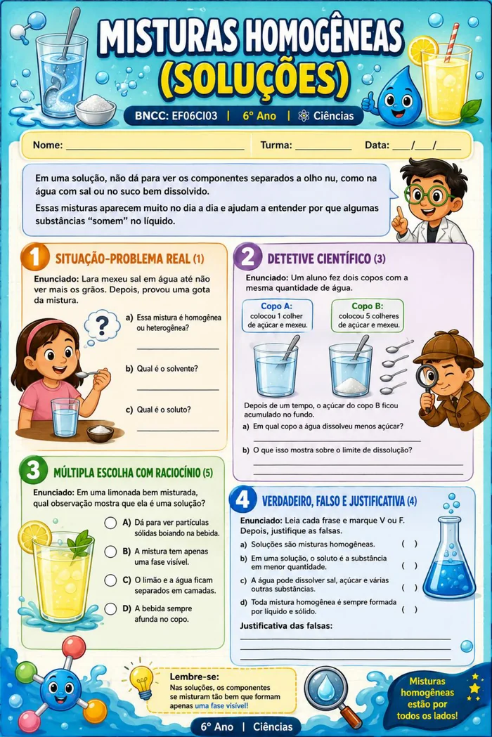 Misturas homogêneas (soluções)