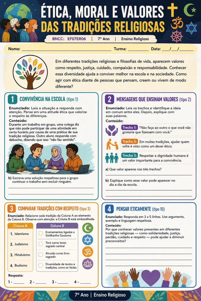 Ética, moral e valores das tradições religiosas