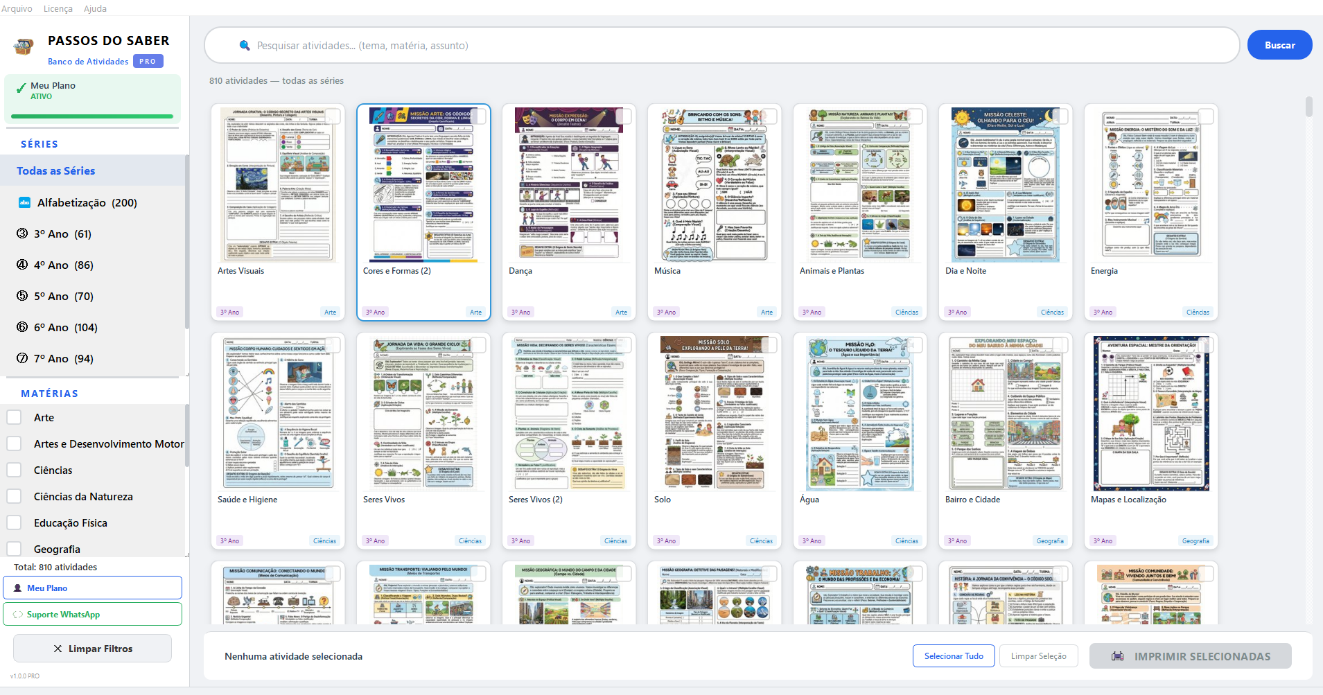 Visão completa do sistema Passos do Saber PRO